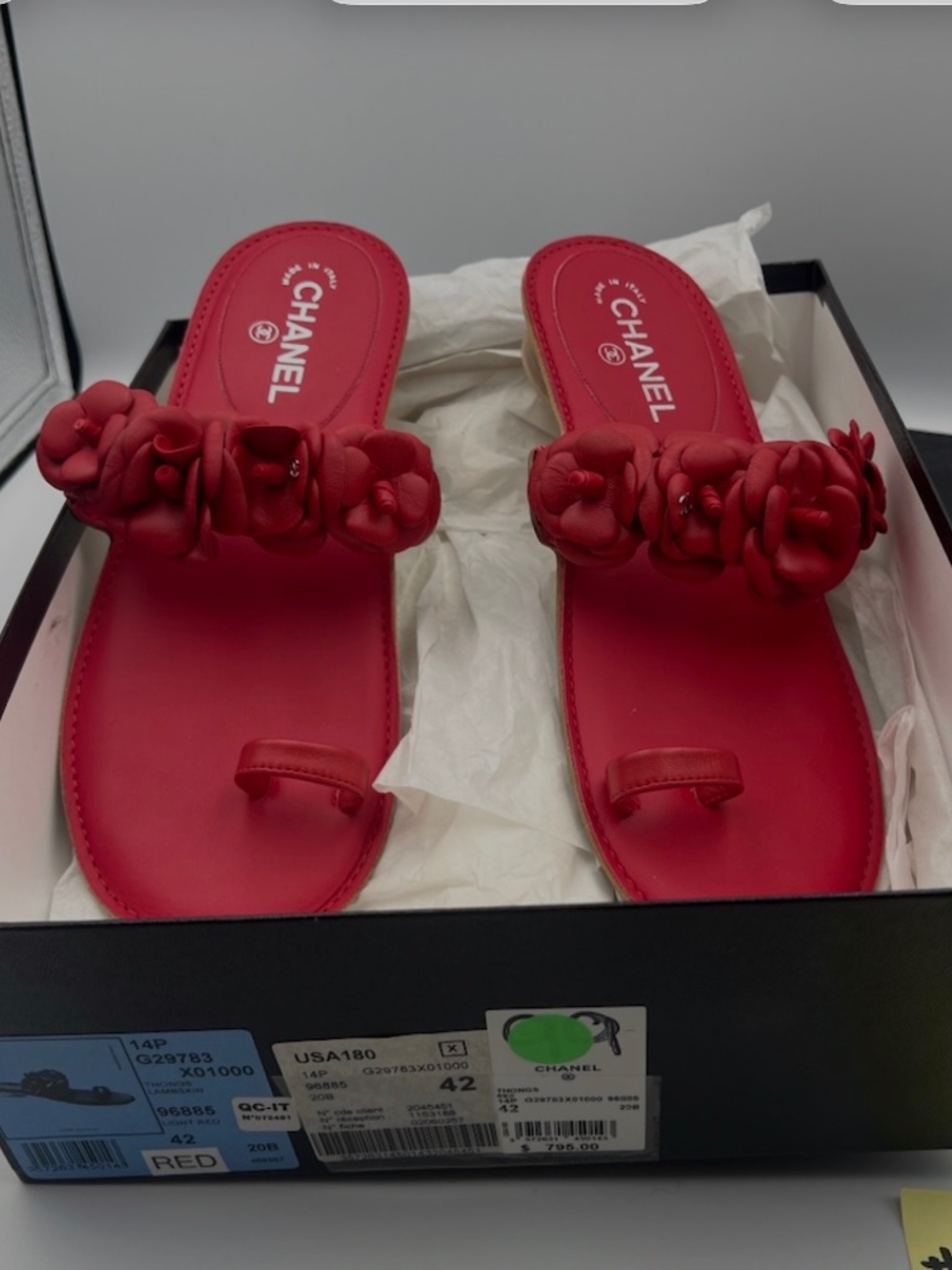 CHANEL LOGO LAMBSKIN THONG
